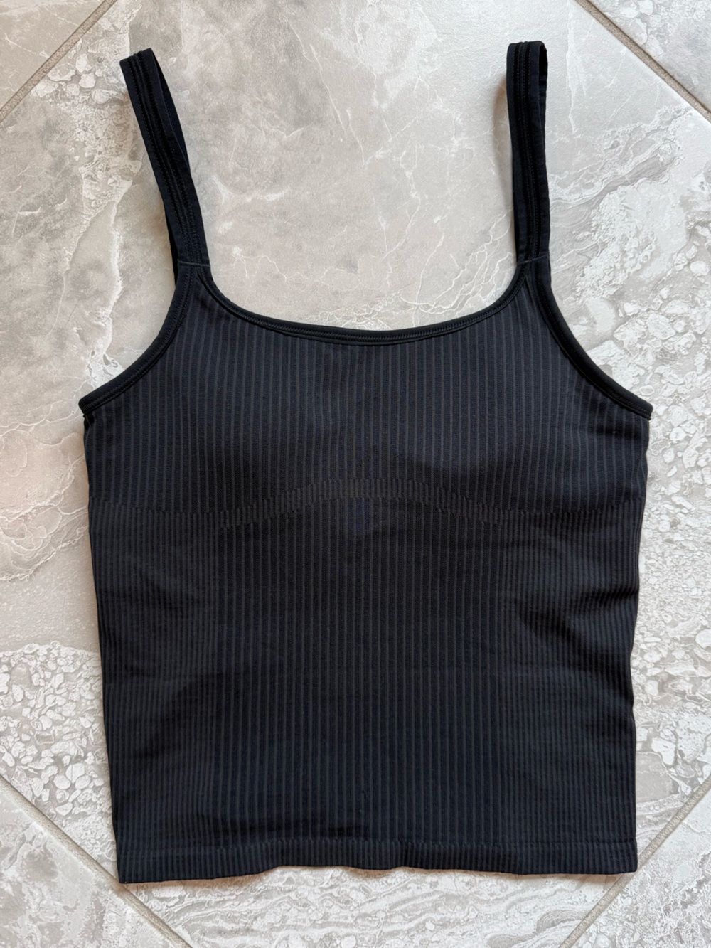 Lululemon Ebb to Street Scoop Back Black Ribbed Tank, Size 4